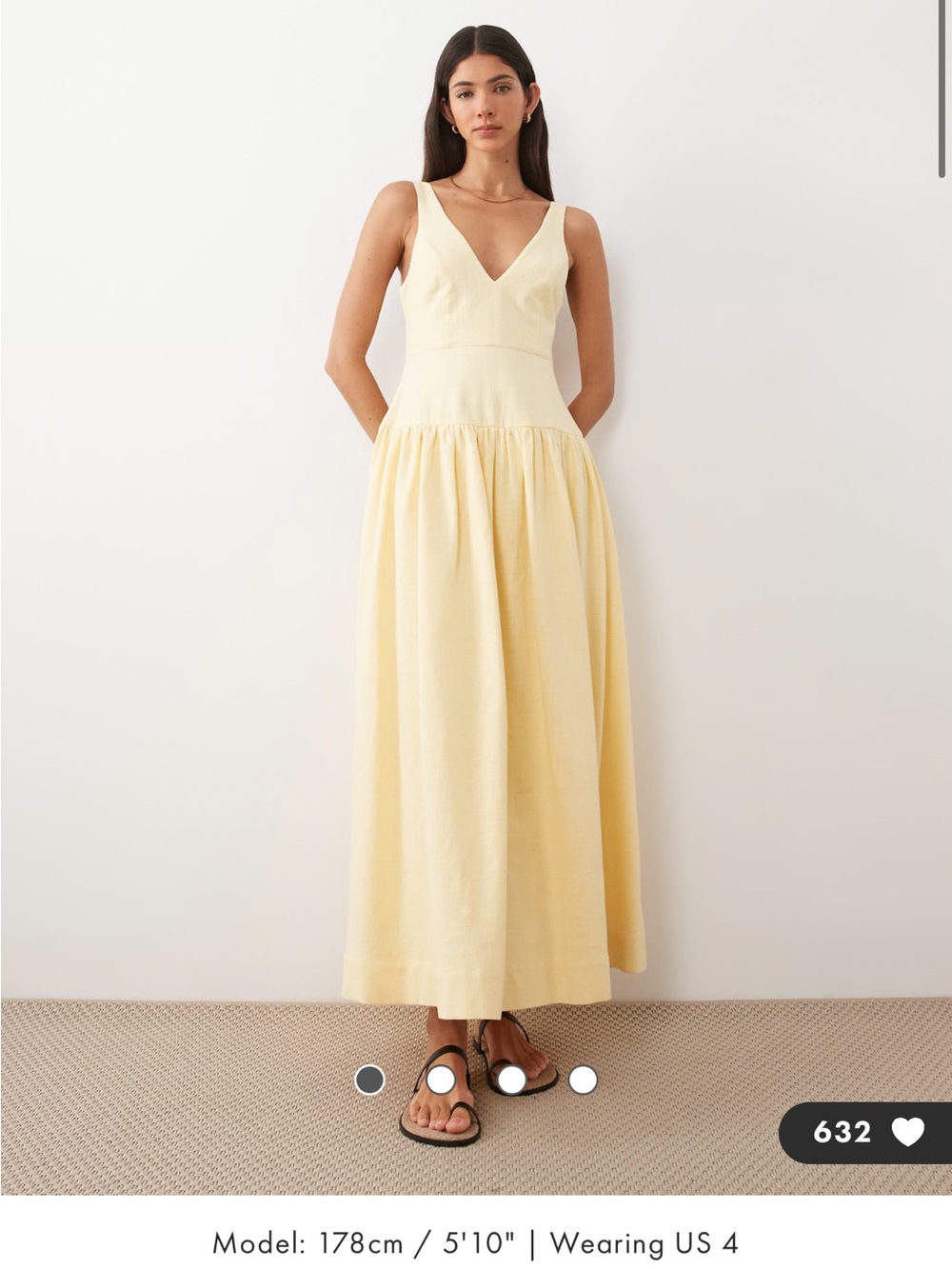 ASOS Pale Yellow V-Neck Maxi Dress - Picture 4 of 5